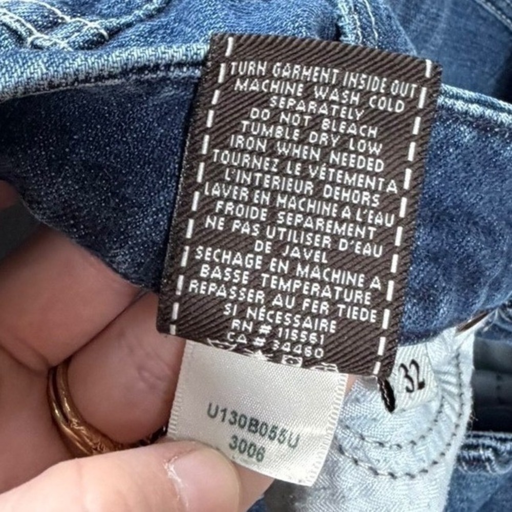 7 For All Mankind A Pocket Flare Jeans Dark Wash Low Rise Stretch Womens 32 - Picture 10 of 10